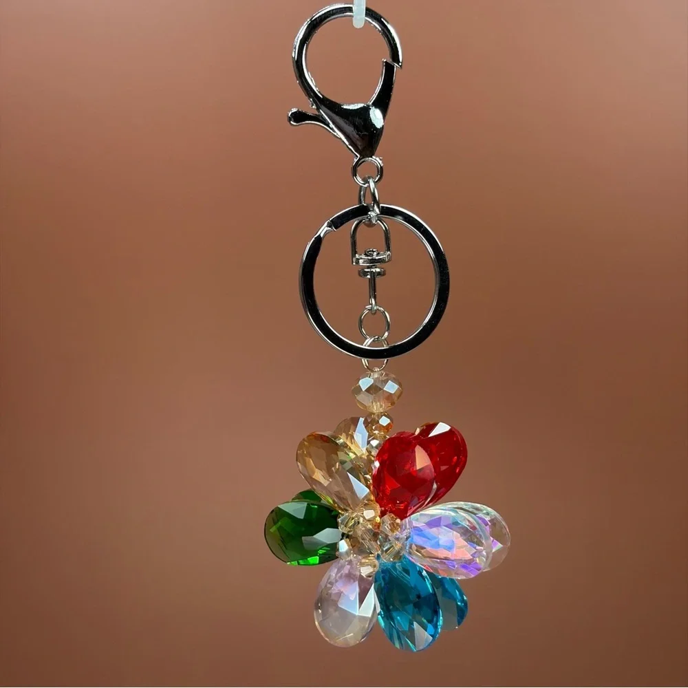 Sparkling Multicolored Crystal Flower Keychain/Bag Charm